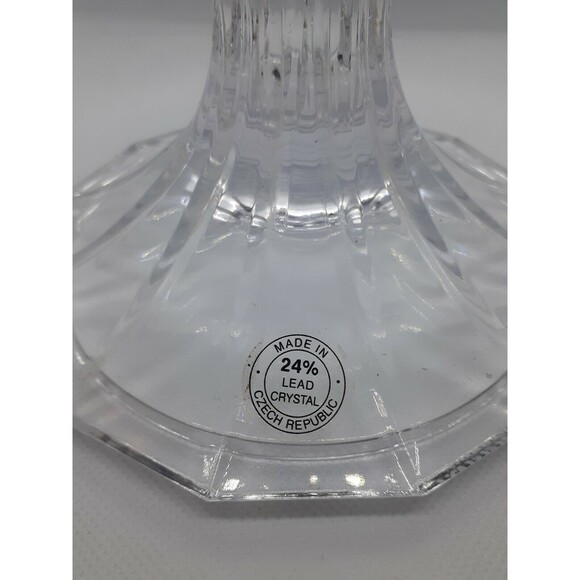Vtg. Czech Republic 24% Lead Crystal Flared Candlestick Holder Taper Votive - Picture 2 of 7